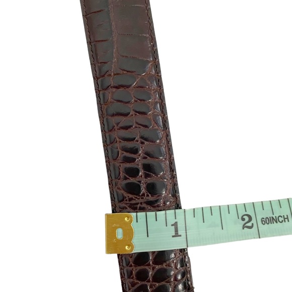 Lauren Ralph Lauren Brown Crocodile Embossed Leather Belt, Size Large - Picture 10 of 11
